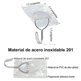 CGBE 16PCS Ganchos Adhesivos para Pared,Impermeables y Autoadhesivos,Ganchos para Pared Sin Clavos o Tornillos,Clavos adhesivos para pared,Adecuado para cocina, baño, sala de estar, habitación（plata）