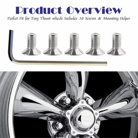 30-Pack 970076 Wheel Center Cap Screws with Allen Wrench, Fit for American Racing Torq Thrust Wheels, Fuel, Advan Racing