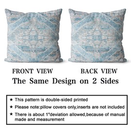 Snylcce Boho Throw Pillow Covers Set of 2 - Ocean Blue Antique & Vintage Design, Double-Sided Pattern - Soft Cushion Covers for Garden Couch, Sofa, Bed - Decorative 40x40 Inch Pillowcases