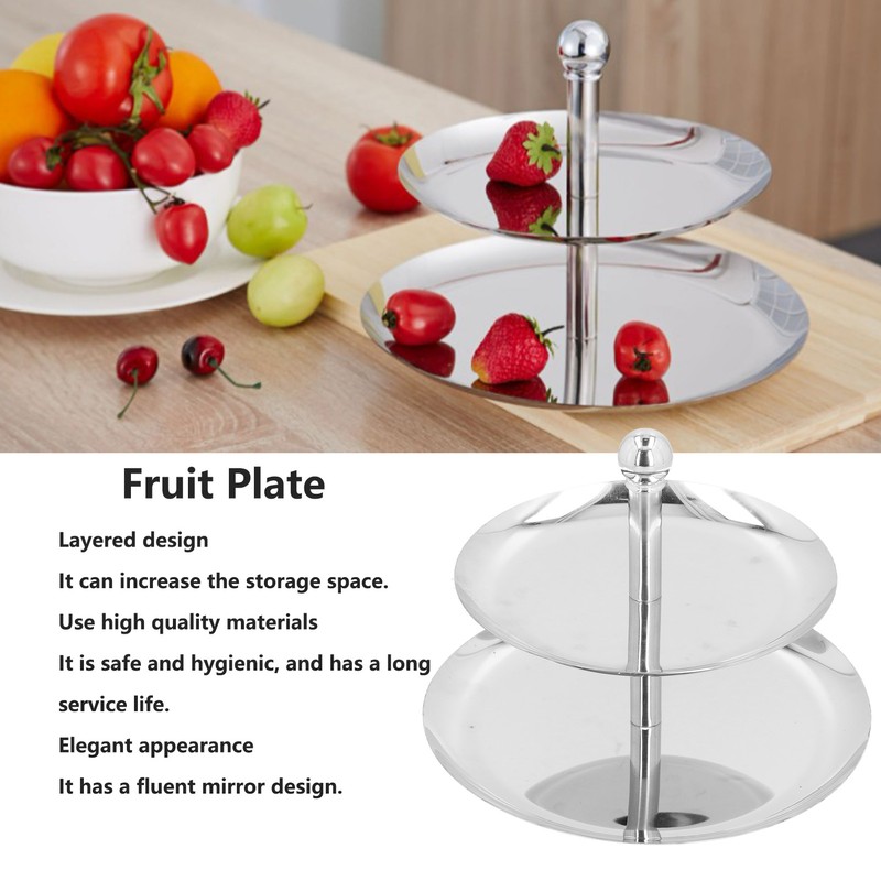 Fruit Tray Stainless Steel 2 Layers Multifunctional Durable Self Service