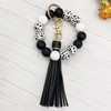 Phamines Wristlet Keychain Women,Cow Wood Beads Silicone Beaded Keyring Bracelet,Elastic