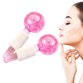 Facial Roller Massager, Facial Ice Globes, Cooling Massage Balls for Face, for Cold Skin, Tighten the Skin, Reduce Swelling and Dark Circles, Improve Blood Circulation (Pink)