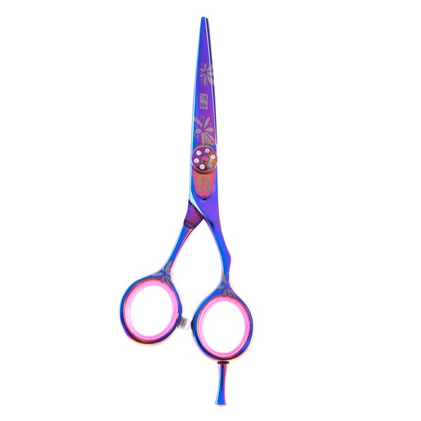 ShearsDirect Cutting Shear, Purple Iridescent Titanium and Flowers, 5.5 Inch, 5.8 Ounce