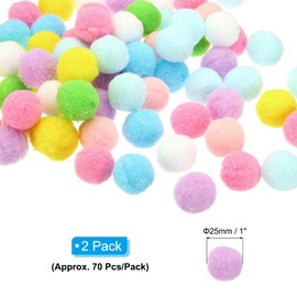 PATIKIL 1inch Pom Poms for Crafts, 70Pcs Fuzzy Pastel Pom Pom Balls for Art Supplies DIY Creative Craft Material Handicraft Decorations, Colorful