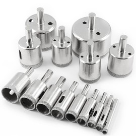 Aracombie 15 Pack Diamond Hole Saw Kit, Ceramic Tile Drill Bits Diamond Tipped Drill Bit Set, Glass Hole Cutter Core Hole Saw Bit for Marble, Granite Stone, Pots (6mm - 50mm)