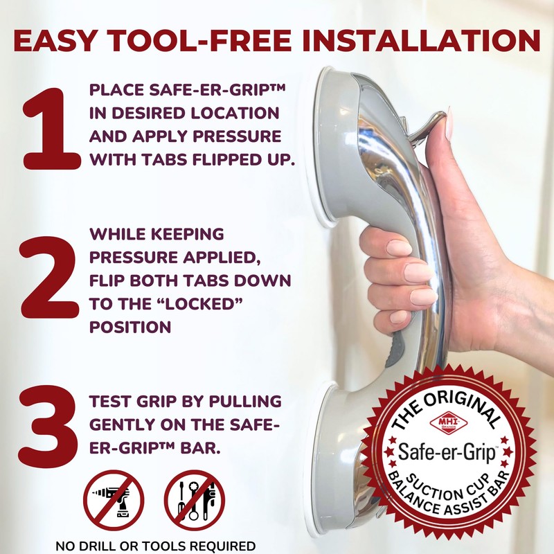 Safe-er-Grip Safe-er-Grip Changing Lifestyles Suction Cup Grab Bars for Bathtubs