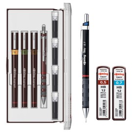 rOtring Isograph S0699320 Junior Set 3 x Technical Pens | 0.20 mm, 0.30 mm, 0.50 mm Fineliner | Set with Pencil 0.7 mm and 0.5 mm HB, 0.7 mm HB Leads
