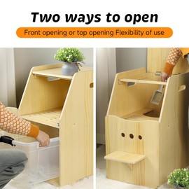 ANKULIY Large/Tall Cat Litter Box Enclosure, Modern Wooden Litter Box Furniture for Most of Litterbox with Drawer as Sideboard Cabinet，Easy Assembly