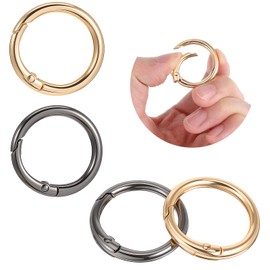 Nogeqi 20 Pack Round Carabiner Keychain Clip, 1 Inch Metal Spring O Rings Key Ring Clip Buckle for Purse Shoulder Bag Chain Clips Replacement DIY Crafts (Dark Grey, Gold)