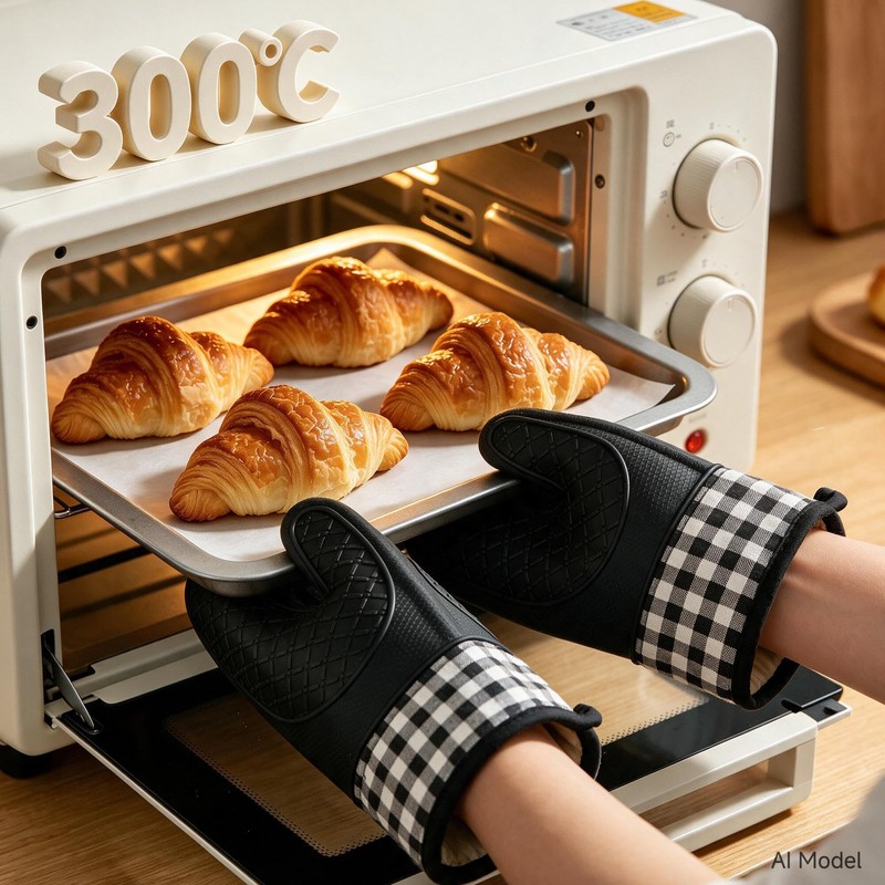 Silicone Oven Mitts, Heat Resistant 2PCS Oven Mitts with Soft