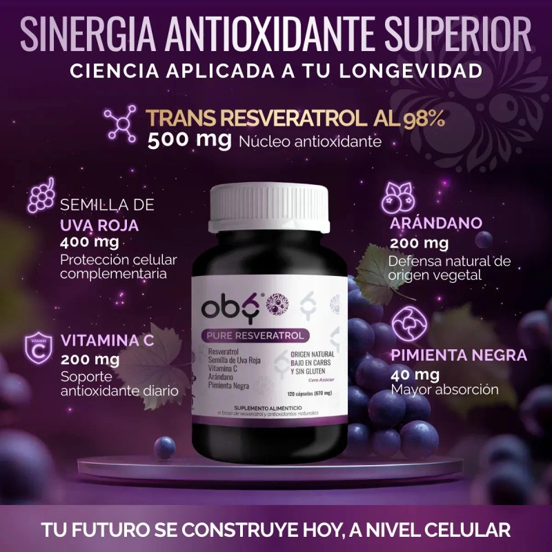 Resveratrol 100 Puro Vegano Alto Contenido Polifenoles Potenciado Pimienta Negra