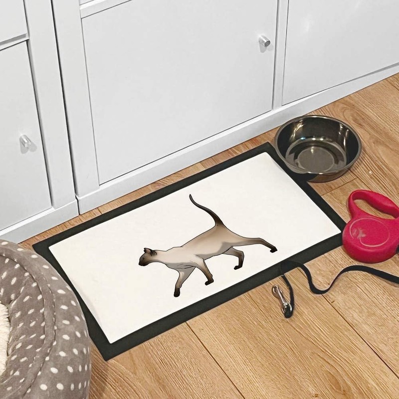 'Walking Siamese Cat' Pet Feeding Mat (PM00016197)