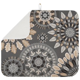Dish Drying Mat for Kitchen Counter Large 16" x 18" Mandala Absorbent Microfiber Dishes Drainer Rack Mats Pad Reusable Washable