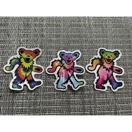 3 Grateful Dead / Jerry Garcia / Dead & Co Tie Dye Dancing Bears Vinyl Stickers