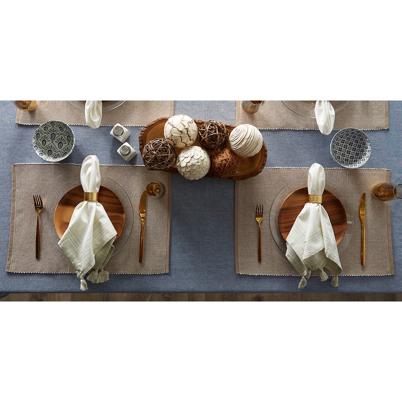 DII Two-Toned Collection Tabletop, Placemat Set, Stone, 6 Piece