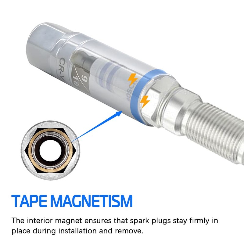 5PCS Magnetic Spark Plug Socket Set Includes 14mm 16mm Thin