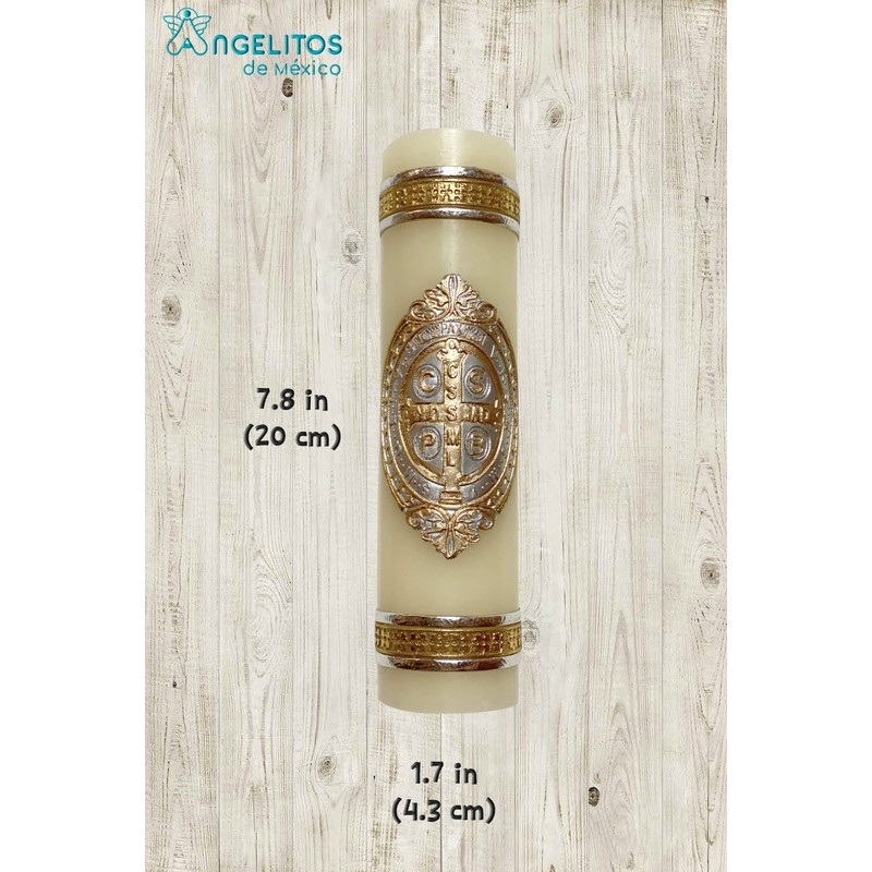 Saint Benedict Framed Medal Unique Candle Cirio de San Benito