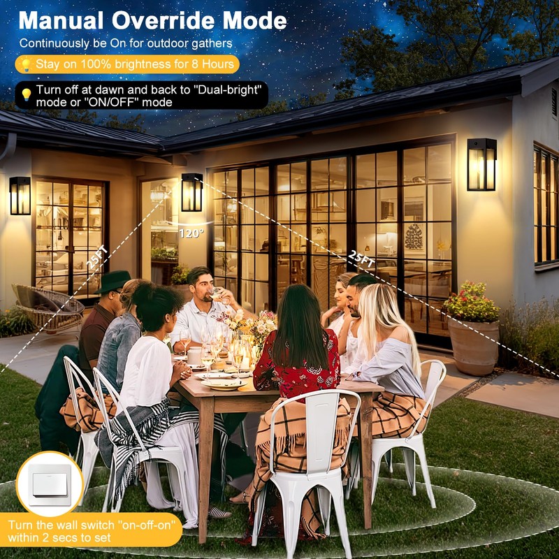 OYKYOHEI 2 Pack Porch Lights with GFCI Outlet, Dusk to
