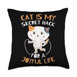 Pet Companion Friendly Kitty Happy Cat Life Hack Throw Pillow