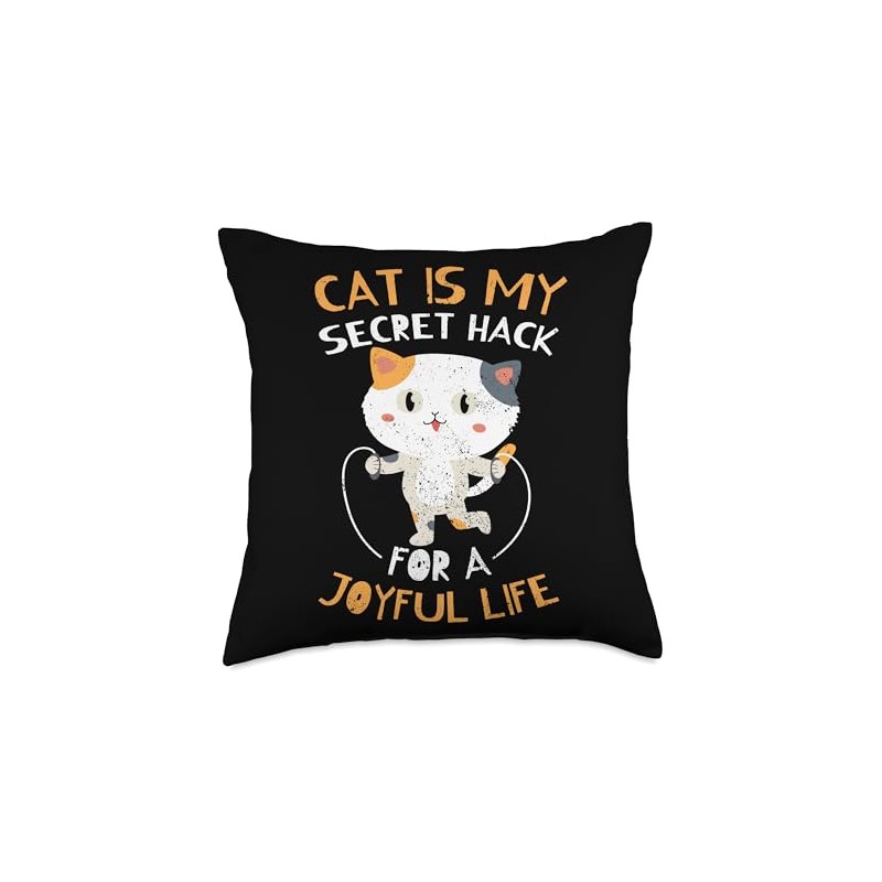 Pet Companion Friendly Kitty Happy Cat Life Hack Throw Pillow