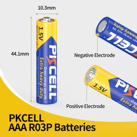 PKCELL AAA Batteries,3A R03P UM4 Battery,1.5V AM4 AAA Carbon Zinc Single Use Triple A Batteries for LED Candles Clock Remote Controls Flashlights (100-Count)