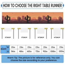 Table Runner Cactus Desert Landscape, Rustic Linen Table Cloth for Farmhouse Kitchen, Dinner, Events, Party, Holiday Table Decor 13 x 60 Inches