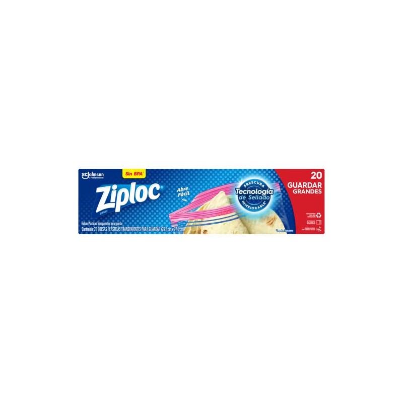 Ziploc Bolsas Herméticas para Guardar, 20 Bolsas