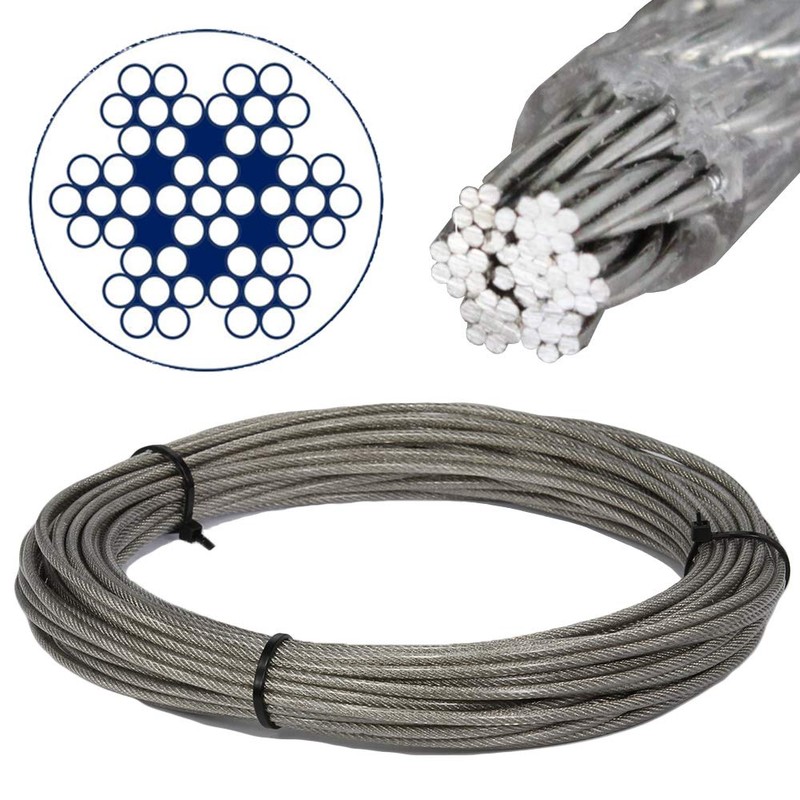 10 m Stainless Steel Wire Rope 7 x 7 D