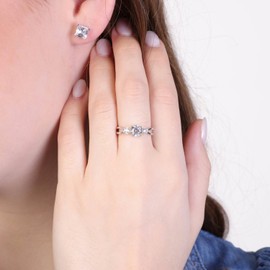 Lucardi - Women's 925 Silver Ring with Zirconia - Silver, Other