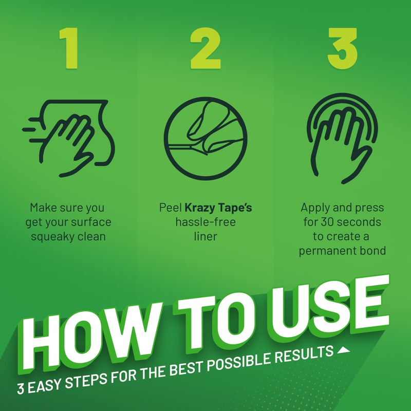 Krazy Tape Strong Bond Heavy Duty Double Sided Mounting Tape,