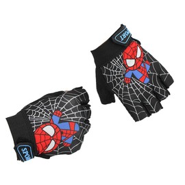 Miokkley Kids Fingerless Bike Gloves, Spider Superhero Sport Gloves for Children Monkey Bars Climbing Gloves Cycling Biking Fishing (Black, Small for 5-8 Y)