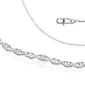 E47 jewellery Women's 925 Silver Necklace - Filigree Silver Chain Women's Cord Chain - 1.4 mm Thick Chain - 45 cm, 50 cm, 55 cm Long - Timeless Gifts for Women, Sterling Silver