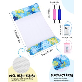 Air Mattress Pool Pack of 2, Air Mattress Water Pool, Water Hammock for Adults and Children, Water Toy Water Hammock with Net 4 in 1, Pool Air Mattress, Maple Leaf