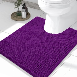 Smiry - Alfombras de baño de felpilla de lujo en forma de U de 24 x 20 pulgadas, suaves, absorbentes, antideslizantes, para inodoro, lavables a máquina, color violeta
