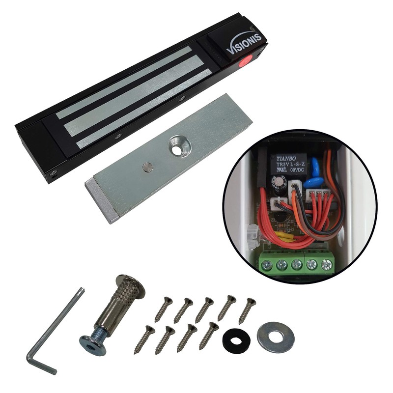 Visionis VS-VISML300LED-BL Indoor 300lbs Black Electromagnetic Lock with LED Sensor