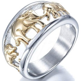 Jude Jewelers Stainless Steel Elephant Wedding Band Cocktail Party Ring, Metal