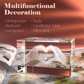 JOVMUND Crystal Gifts for Mum, Mum Gifts Cube Glass Engraved with Best Mum, Mothers Day Birthday Gifts for Mother Mum Mummy, Mum from Daughter Son