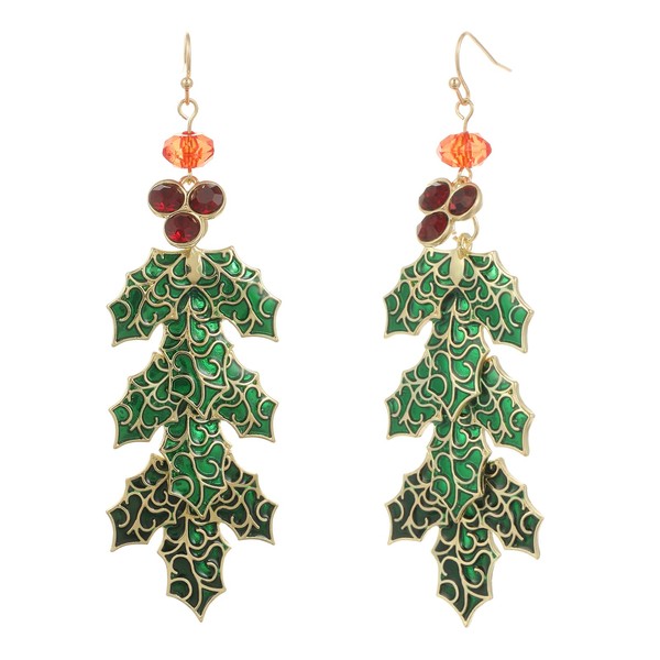 Madison Tyler Christmas Tree Earrings for Women | Cute Green