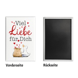 Duck Souvenir Magnet Square with Saying Viel Liebe für Dich Valentine's Day Lucky Charm Romantic Love Message Girlfriend Greetings Ideal Valentine's Gift