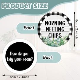 Justforjoyful 100Pcs Morning Meeting Chips Farmhouse Classroom Questions Ideas Cards for Students Greenery Conversation Starter Card Morning Meeting Classroom for Teacher Supplies Icebreaker Activity