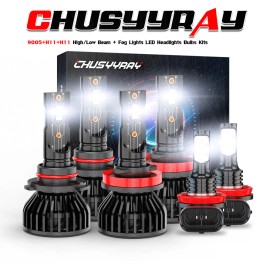 CHUSYYRAY 6x 9005 H11 H11 Canbus LED Headlight High Low Beam+Fog Bulbs Super White
