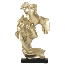Couples Kiss Sculpture Exquisite Decorative Resin Kissing Lover Figurine Home Decor Gold