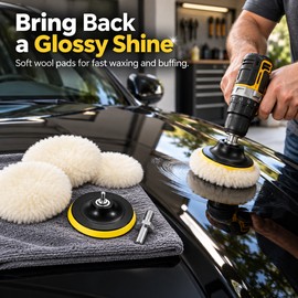 Car Polishing Pad Kit for Auto Waxing & Buffing – M10/M14 Compatible Soft Wool & Mixed Pads for Vehicle Detailing