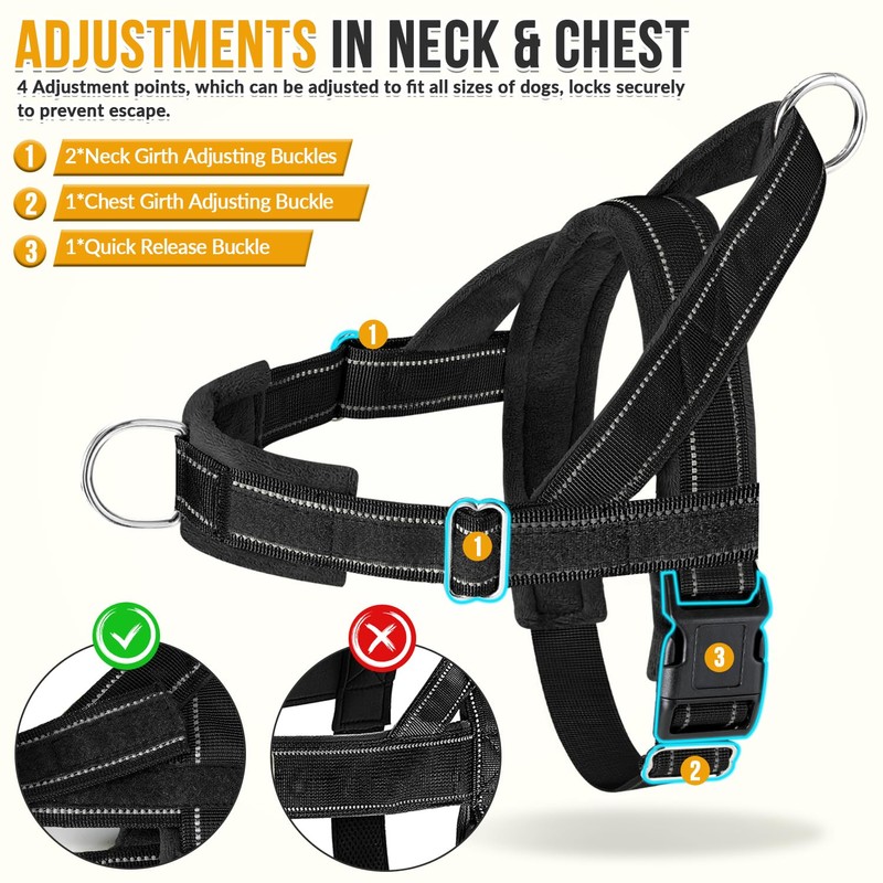 AUTOWT No Pull Dog Harness for Medium Large Dog, Tactical