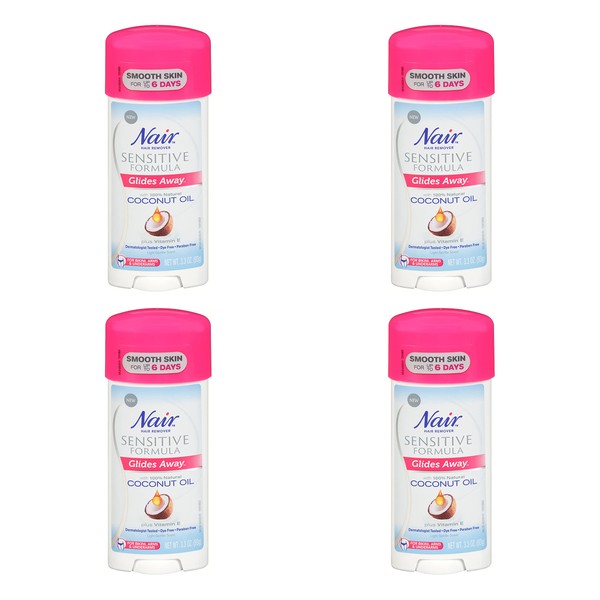 Nair Glides Away Sensitive with Coconut Oil and Vitamin E (Pack of 4)