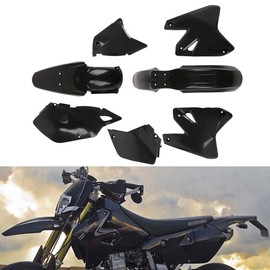 JFG RACING DRZ400 Plastic Fender Fairing Kit Set,Plastic Body Work Fender Kit Replacement For DRZ400 DRZ400S DRZ400SM All Year Dirt Bike Supermoto Black