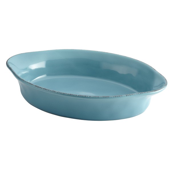 Rachael Ray Cucina Stoneware 2-Quart Oval Baker, Agave Blue