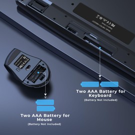Ergonomic Keyboard and Mouse Combo - Full Size Keyboard Cordless with Palm Wrist Rest Ergonomic Mouse Wireless for Windows Computers Laptops - Black (Upgrade)