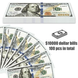 Alagoo 100 PCS Fake Money for Kids Pretend Play - Play Money for Teaching, Prop Money for Board Game, Movie, Magic