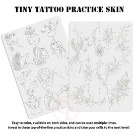 1pc Double Side Printing Tiny Tattoo Practice Skin, White Silicone Soft Mini Tattoo Practice Pad,Tattoo Fake Skin for Beginners and Experienced Tattoo Artists